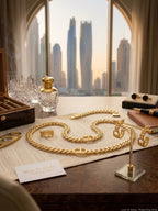 Designer-Inspired CD Cuban Chain Set in 18K Gold Plating – Complete 4-Piece Set